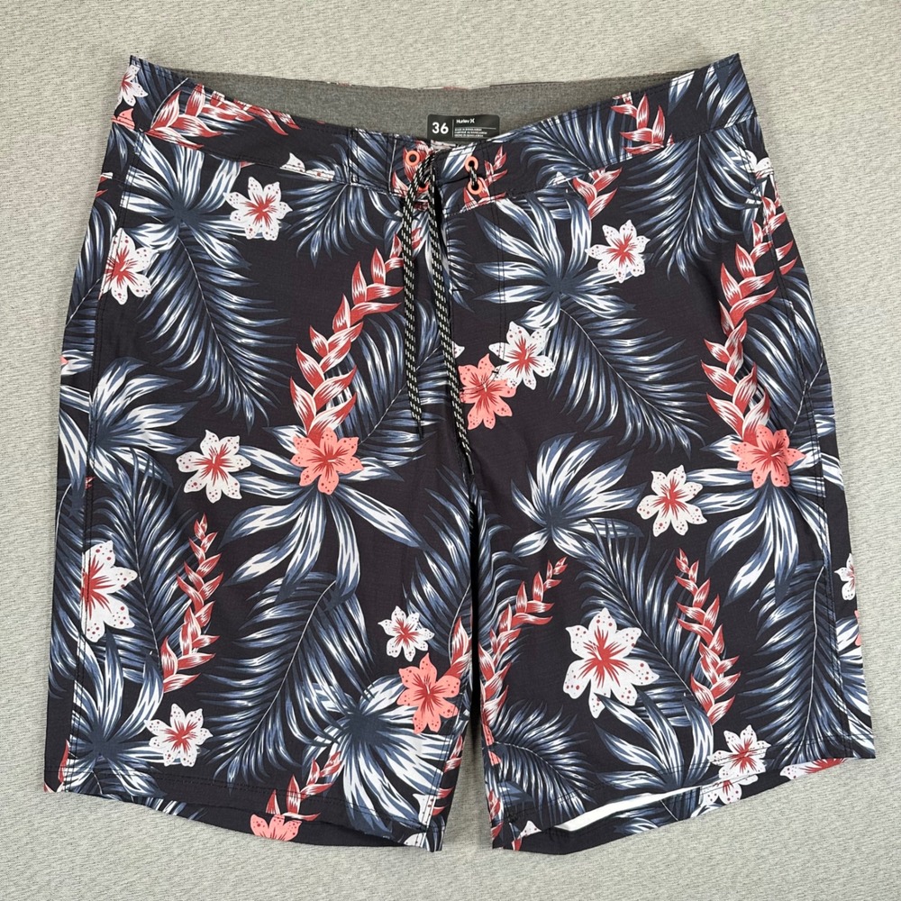 Hurley Board Shorts Mens 36 Tropical Floral Palm AOP Beach Hawaiian Surf